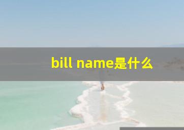 bill name是什么